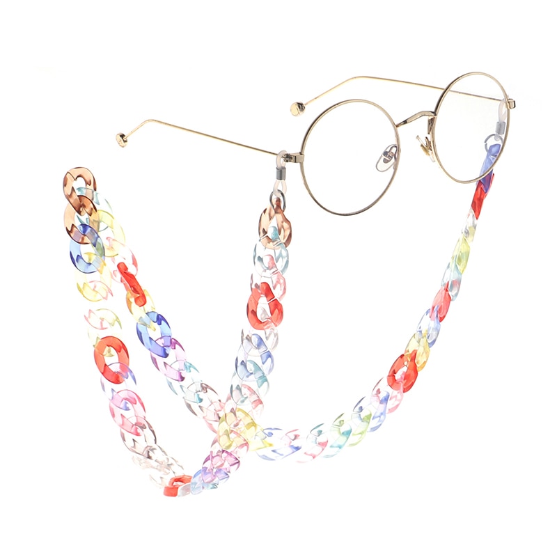 Chic Retro Kleurrijke Acryl Brillen Keten Dames Leesbril Keten Lanyard Hold Bandjes Glazen Accessoires Cadena Gafas