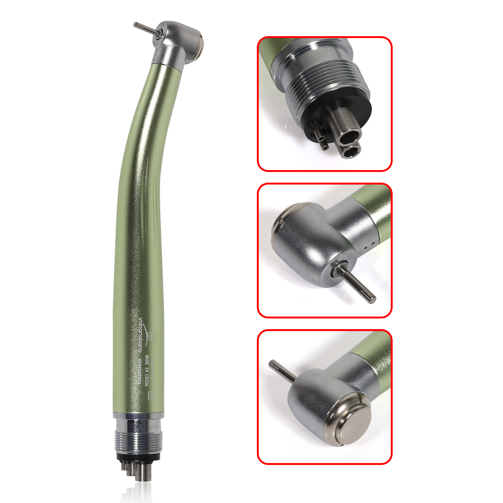 2/4Holes Dental High Speed Handpiece Push Button Standard Head Air Turbine Single Water Spring Rotor/Cartridge: Yellow