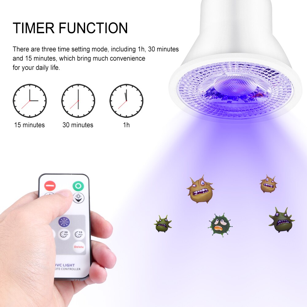E14 Germicidal Light UVC Lamp Sterilizer E27 LED UV Desinfection Lamp GU10 LED Ultraviolet Light Bulb MR16 48 60 80leds Amuchina