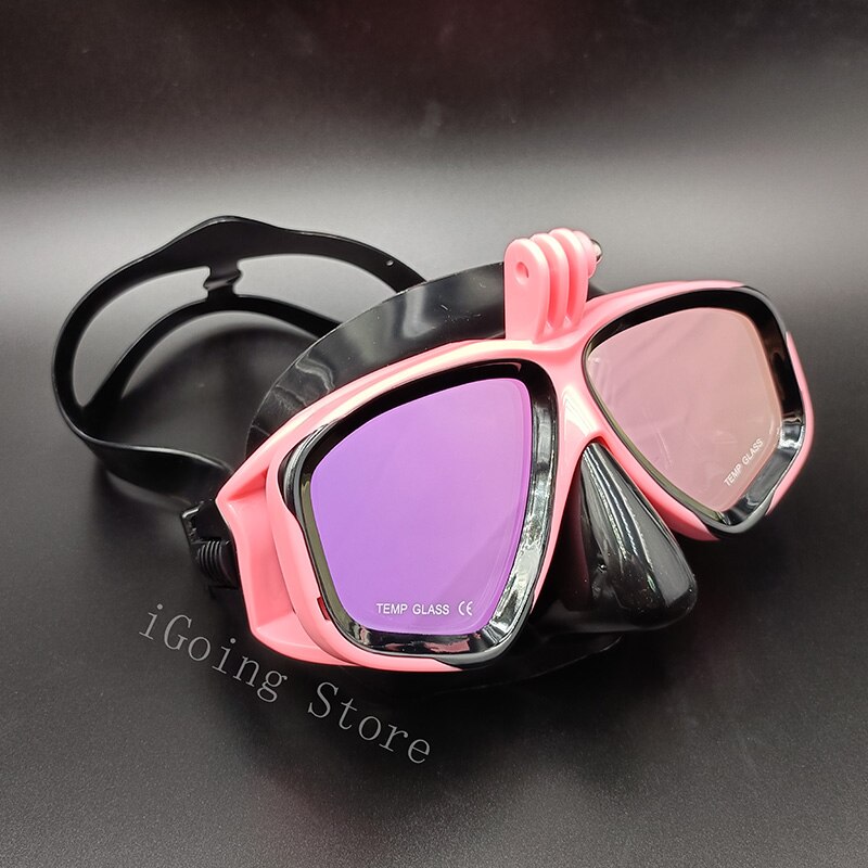 Professionele Spiegel Lens Duikbril Set Anti Fog Goggle Met Snorkel Glazen Verstelbare Riem Voor Vrouwen Mannen Volwassen Zwemmen Masker: Pink Black