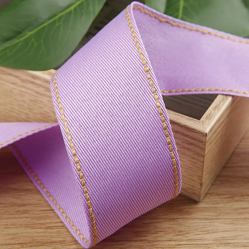 Kewgarden 1,5" 38 mm gestippelde lijn twill linten DIY strikken haaraccessoires handgemaakte tape ambachten maken decoratie materiaal 10 yards: Brass