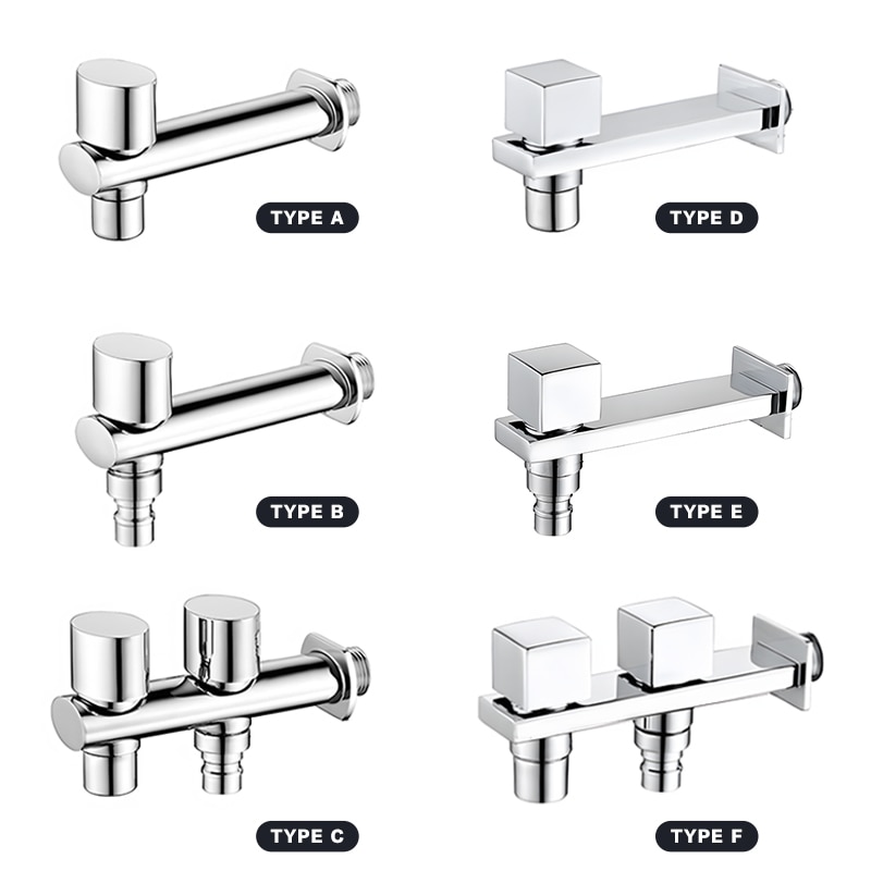 Chrome Outdoor Faucet Garden Bibcock Tap Bathroom Washing Machine Mop Pool Faucet Brass Single or Double Outlet Toilet Bibcocks