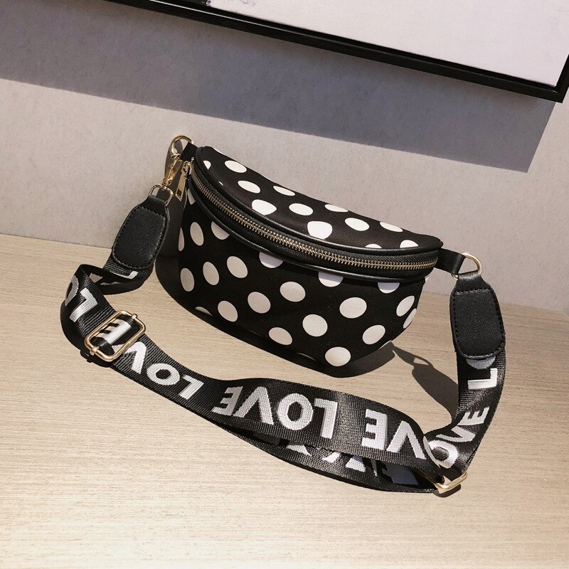 Bolso de pecho de lunares para mujer, bandolera de lona de , a la , pequeña, cuadrada,