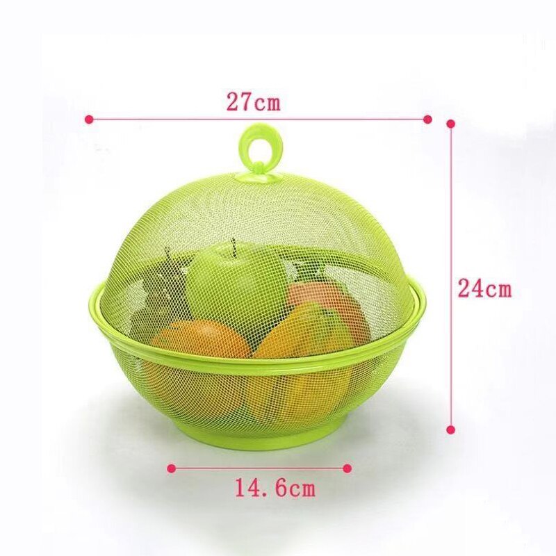 Metalen fruitmand met deksel, roestvrijstalen keukenafvoermand, snackgroentemand