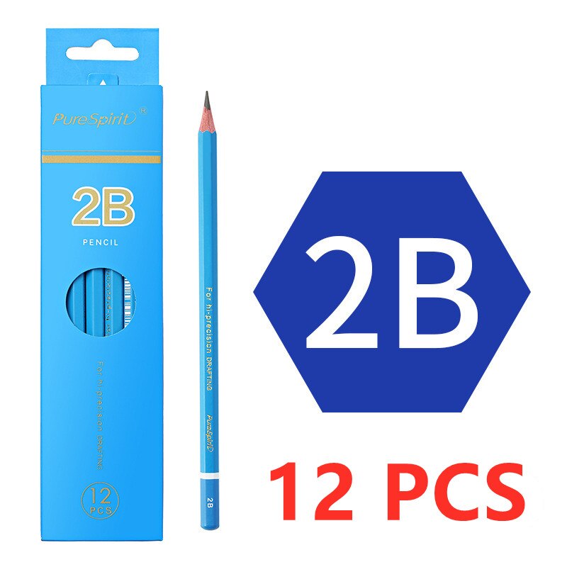 12 pcs/box pencil 2B to 14B Full range of art pencils student painting pen sketch pen wooden charcoal pencil: A7