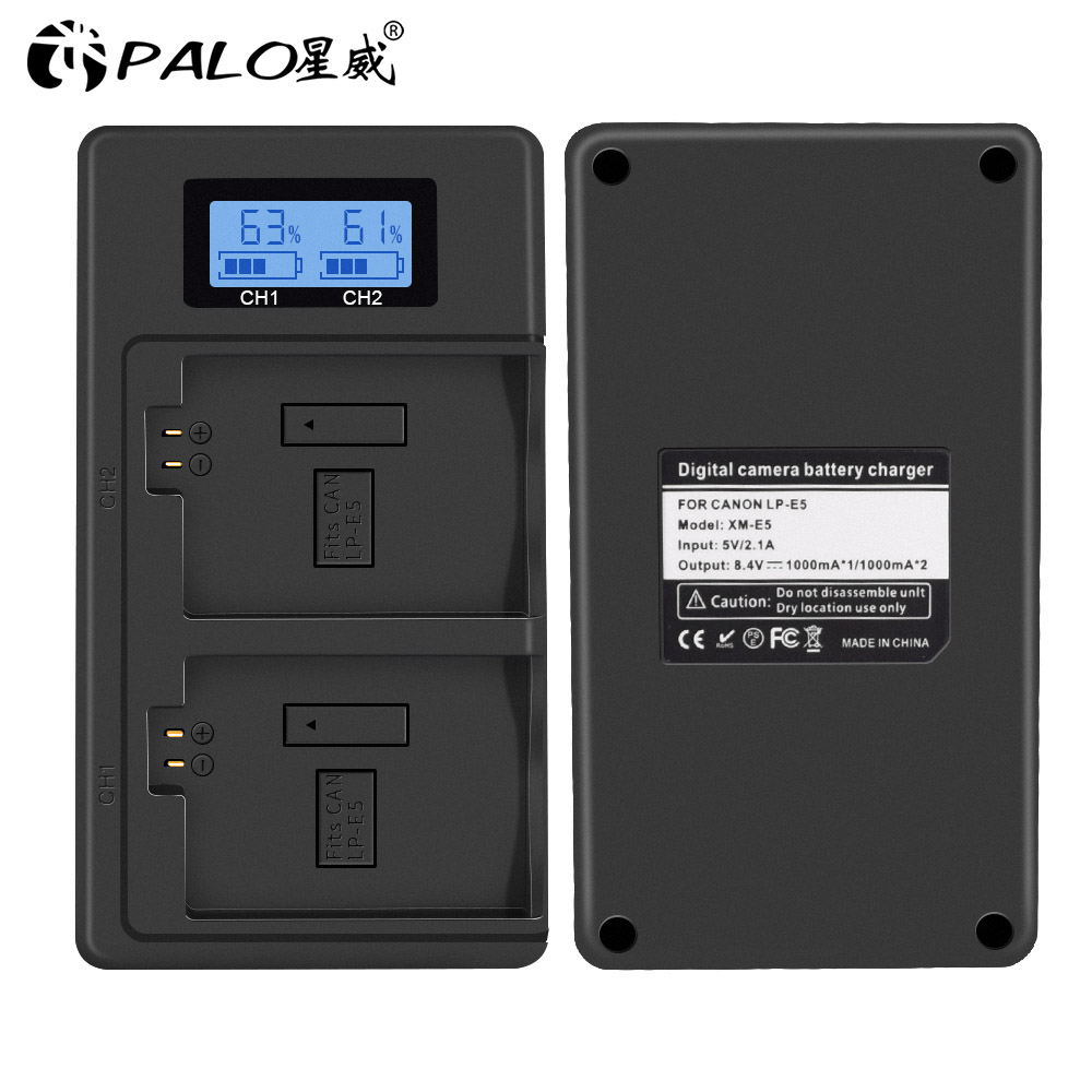 Palo 1-4Pcs Lp-e5 Lp E5 Camera Batterij + LPE5 Batterij Lcd Dual Slot Usb Oplader Voor Canon eos 450D 500D 1000D Kus X3 F Xsi Camera