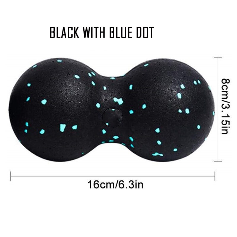16*8CM Peanut Fitness Massage Ball Set Double Lacrosse Mobility Ball for Myofascial Physical Therapy Deep Tissue Massage: Blue
