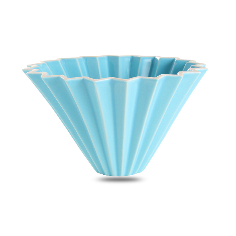 Espresso Ceramic Coffee Filter Cup Ceramic Pour Over Coffee Maker with Wood Stand V60 Funnel Dripper Coffee Accessories 1-2 Cup: Blue