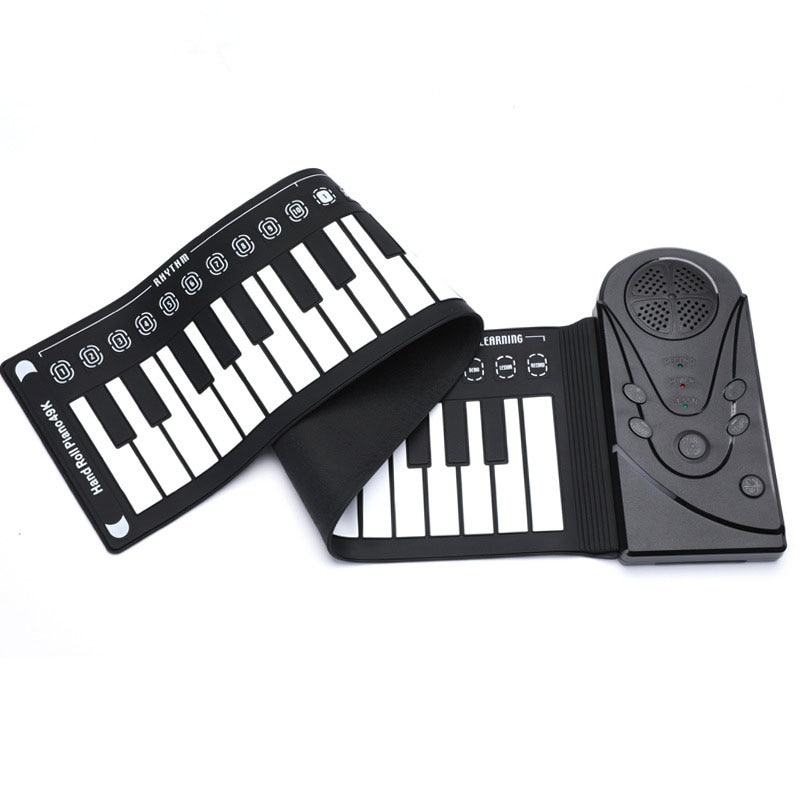 Draagbare 49- toetsen oprolbare piano, opvouwbare flexibele siliconen piano, elektronisch toetsenbord voor kinderen, piano voor kinderen en studenten.