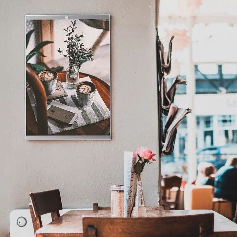 A5 Wall Mount Self-adhesive Acrylic Picture Photo Poster Display Frame Magnetic Sign Holder Stand Decoration