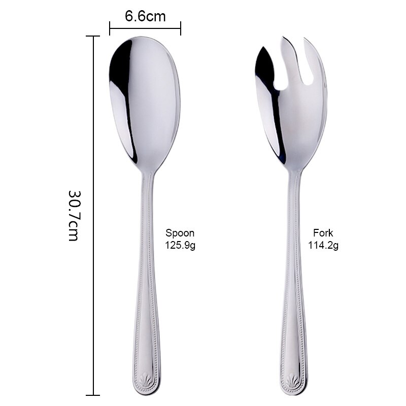 Salad Spoon Fork Set Stainless Steel Spoon Food Server Fork Kitchen Utensils Tableware Using Buffet Claw Salad Dressing Mixer: Silver