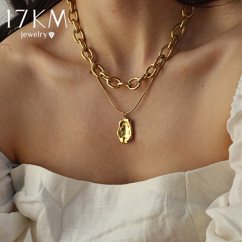 Multi-layer Coin Lock Chain Choker Pearl Butterfly Necklace For Women Golden Pendant Necklace Jewelry: CS52916