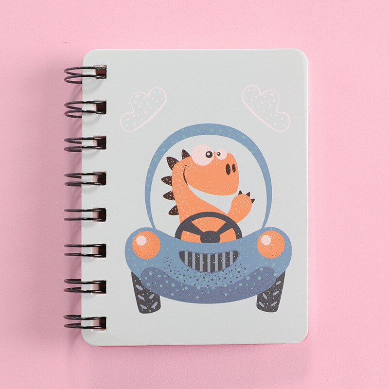 Small Fresh Cartoon Animal Rollover Coil This Student Portable A7 Notepad Notebook Pocket 80Pieces: white