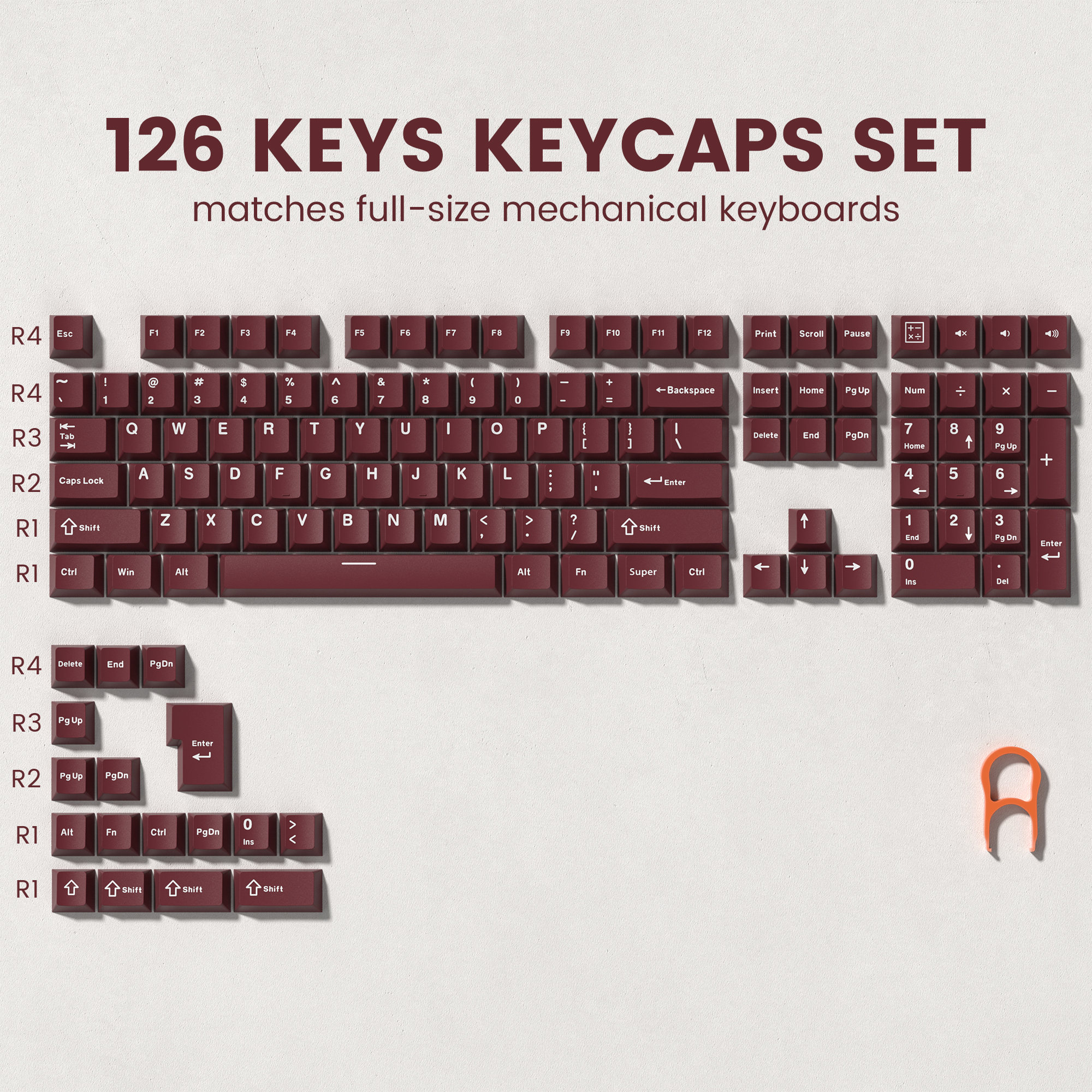 132 Tasten Farbverlauf Lila Kirschprofil PBT-Tastenkappen doppelt Schuss-Tastenkappe für 60 % 65 % 75 % 100 MX schalten mechanische Spielen-Tastatur: Gelb