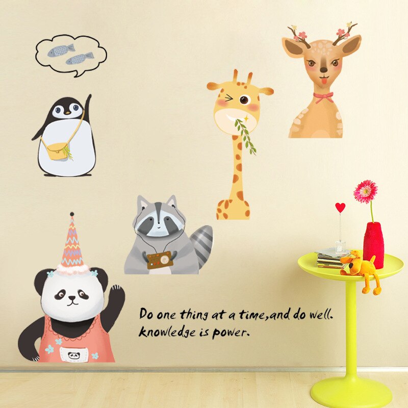Tofok bos zittende dieren diy thuis muursticker schattige herten kinderkamer woonkamer tv bank achtergrond sticker kinderkamer decoratie