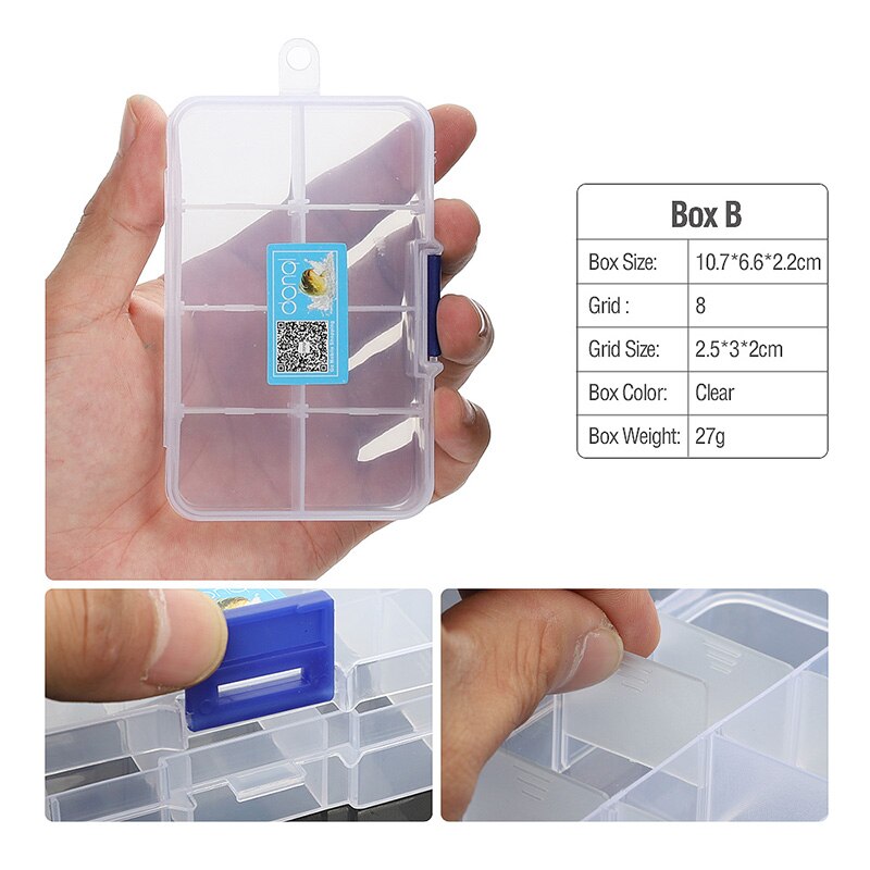 DONQL Lure Box for Fishing Baits Hooks Transparent Plastic Storage Box Carp Fishing Tackle Accessories Compartment Box: BOX B
