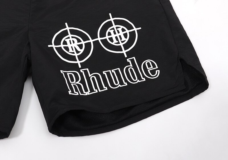 Short en RHUDE noir pour hommes et femmes, culotte de meilleure avec impression de pneu