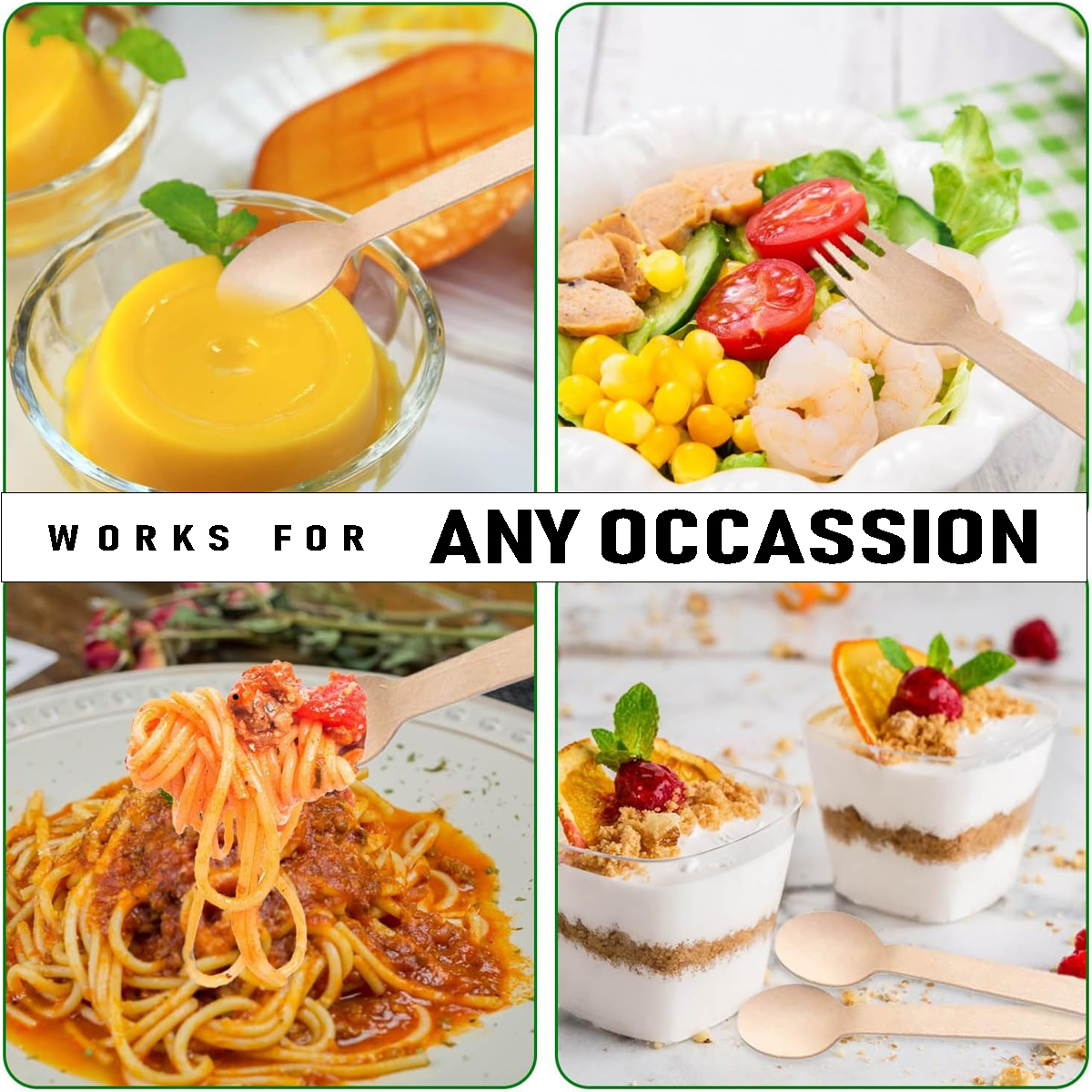 Wegwerp houten bestek, biologisch afbreekbaar, milieuvriendelijk (  (50 vorken,  ,50x messen ,  ,50x lepels) voor feestjes, picknicks en barbecues.