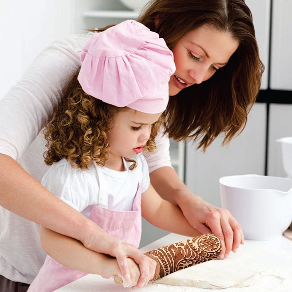35*5cm Weihnachten Schneeflocke Reben Präge rollen Stift DIY Backen Cookie Nudel Keks Fondant Kuchen Teig Holz Gravierte Rolle