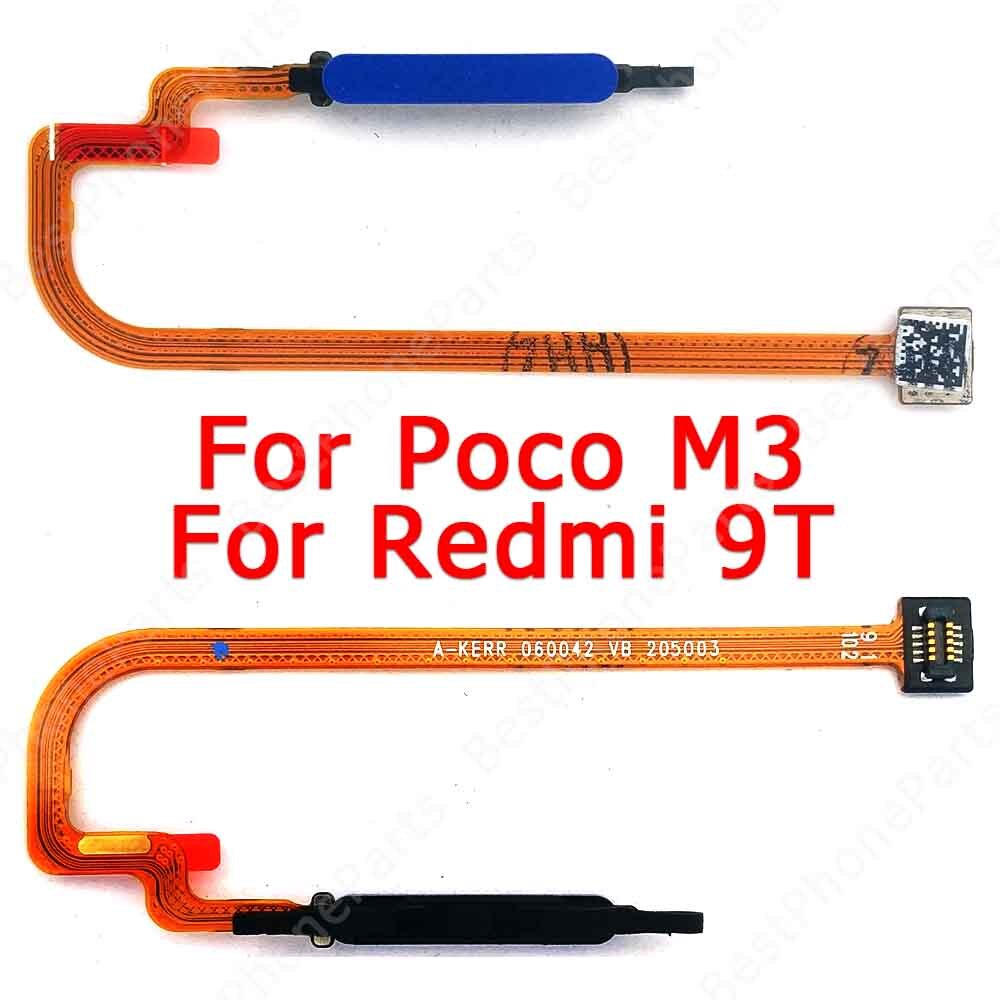 Original Fingerprint for Xiaomi Mi Poco M3 Redmi 9T Finger print sensor home button ribbon flex cable Spare Parts: Blue