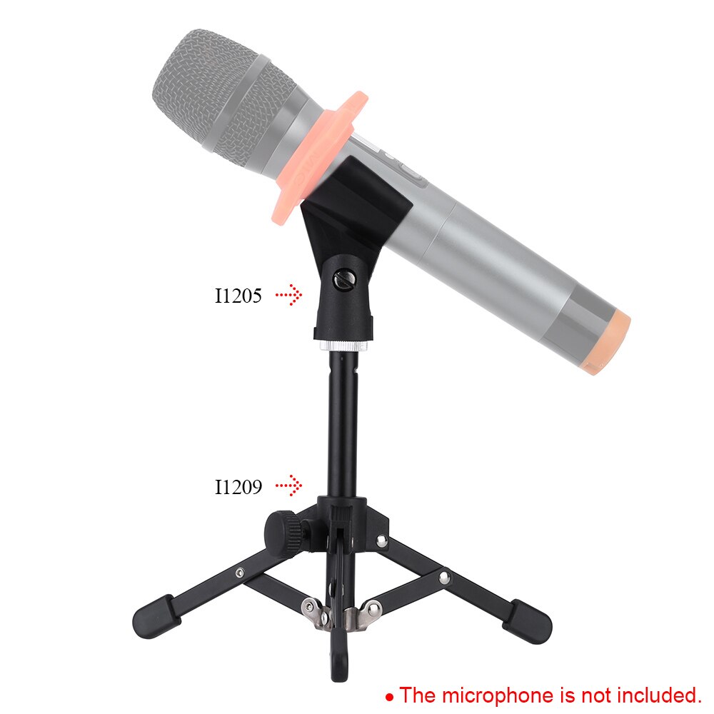 Ammoon MS-12 Mini Opvouwbare Desktop Tafelblad Statief Microfoon Mic Stand Houder Voor Meeting Fit Voor De Meeste Standaard Microfoon Clip