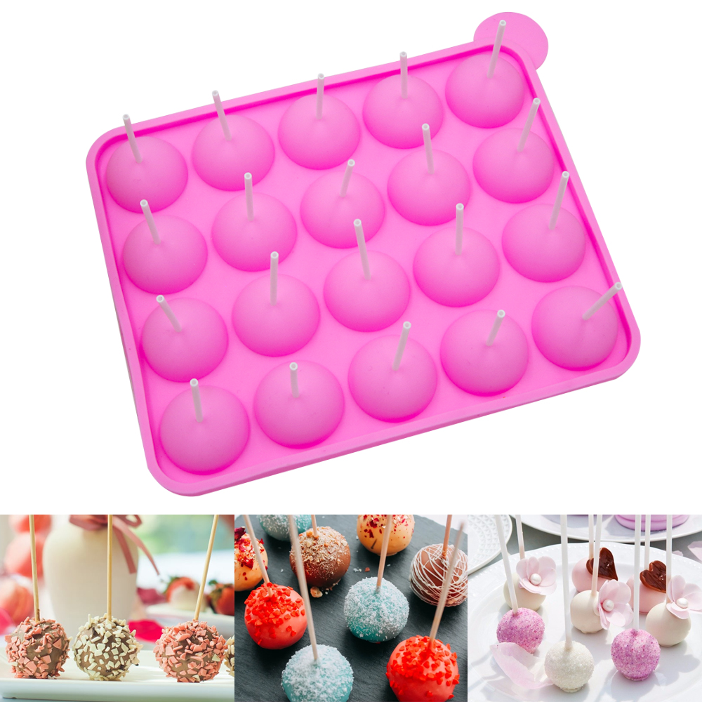 Moldes redondos de silicona para hacer piruletas, herramientas para hornear pasteles, 20 agujeros