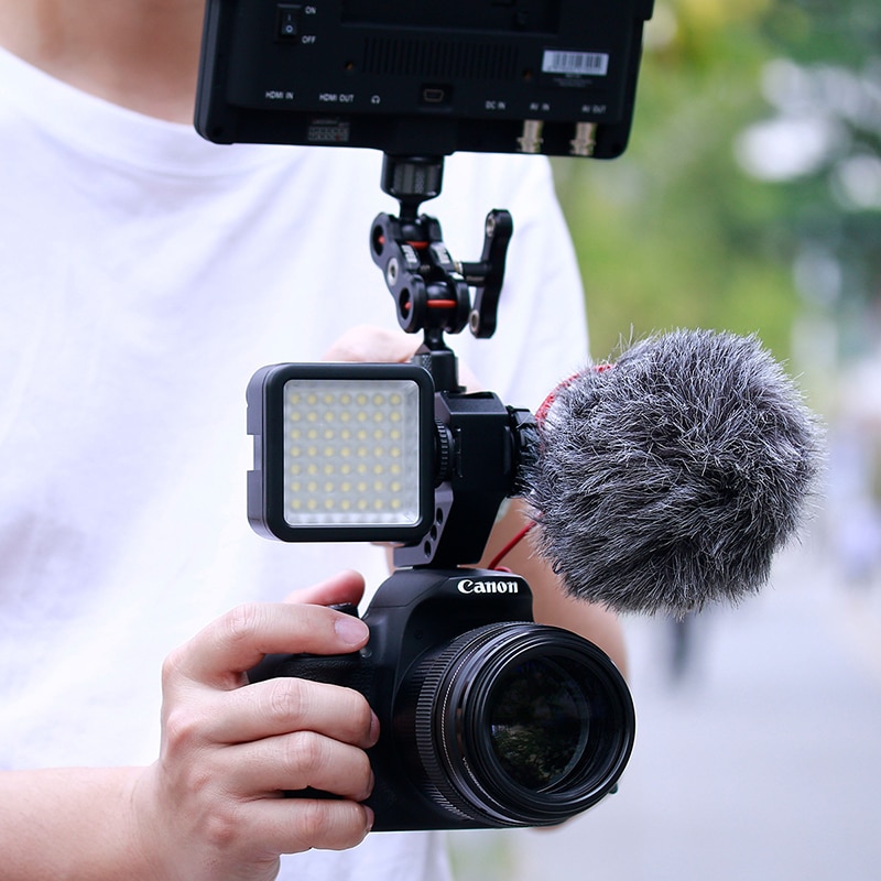 Dslr kamera uttagsstång handgrepp för sony nikon canon pentax handtag fäste w / kallsko för bildskärm mikrofon led fyllning