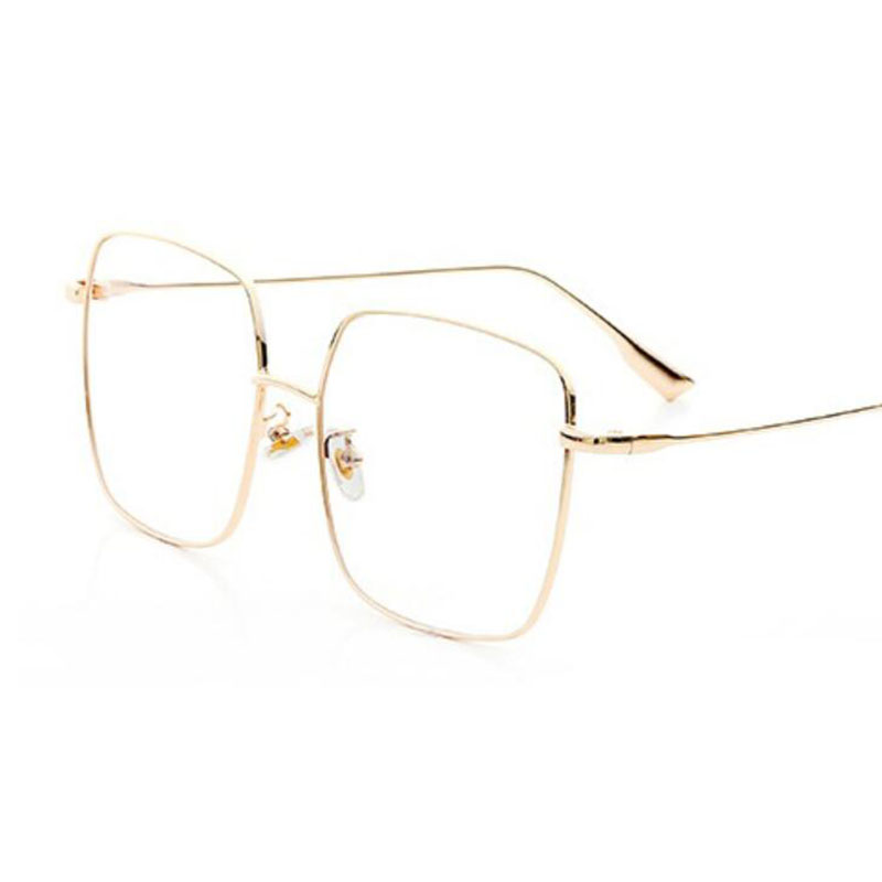 Grote Frame Glazen Vrouwelijke Oversized Vierkante Brillen Goud Bril Frame Clear Lens Brillen Optische Bijziendheid Nerd Bril