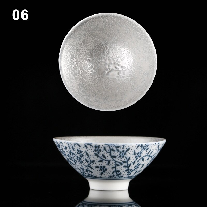 Silver Cup 999 Pure Silver Cup Handmade Ceramic Inlaid Silver Gilt Teamaster Cup for Tea Home Home Accessories: 06
