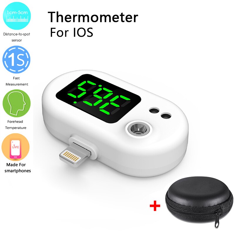 USB Phone thermometer LCD Electronic Digital Temperature Humidity Meter Human body thermometer Tools for iphone Android phone: White IP box