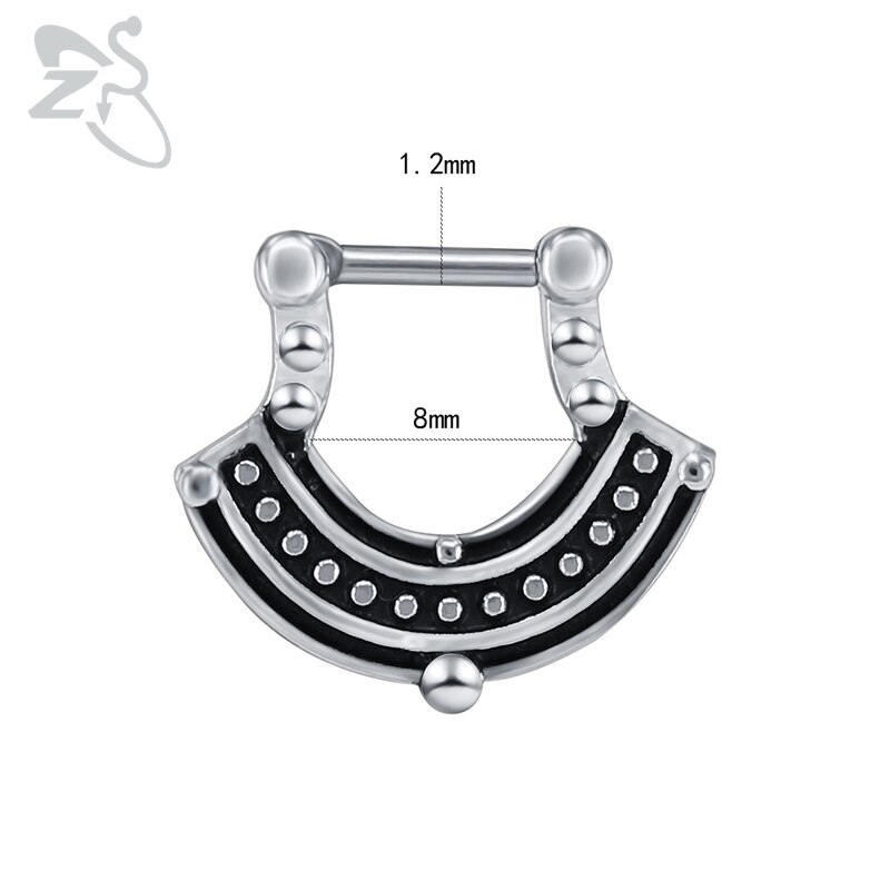 Zs 16G Chirurgisch Staal Indian Neus Septum Ringen Vrouwen Crystal Oor Helix Clicker Piercings Earring Septums Hoepel Piercing Sieraden: Style 6