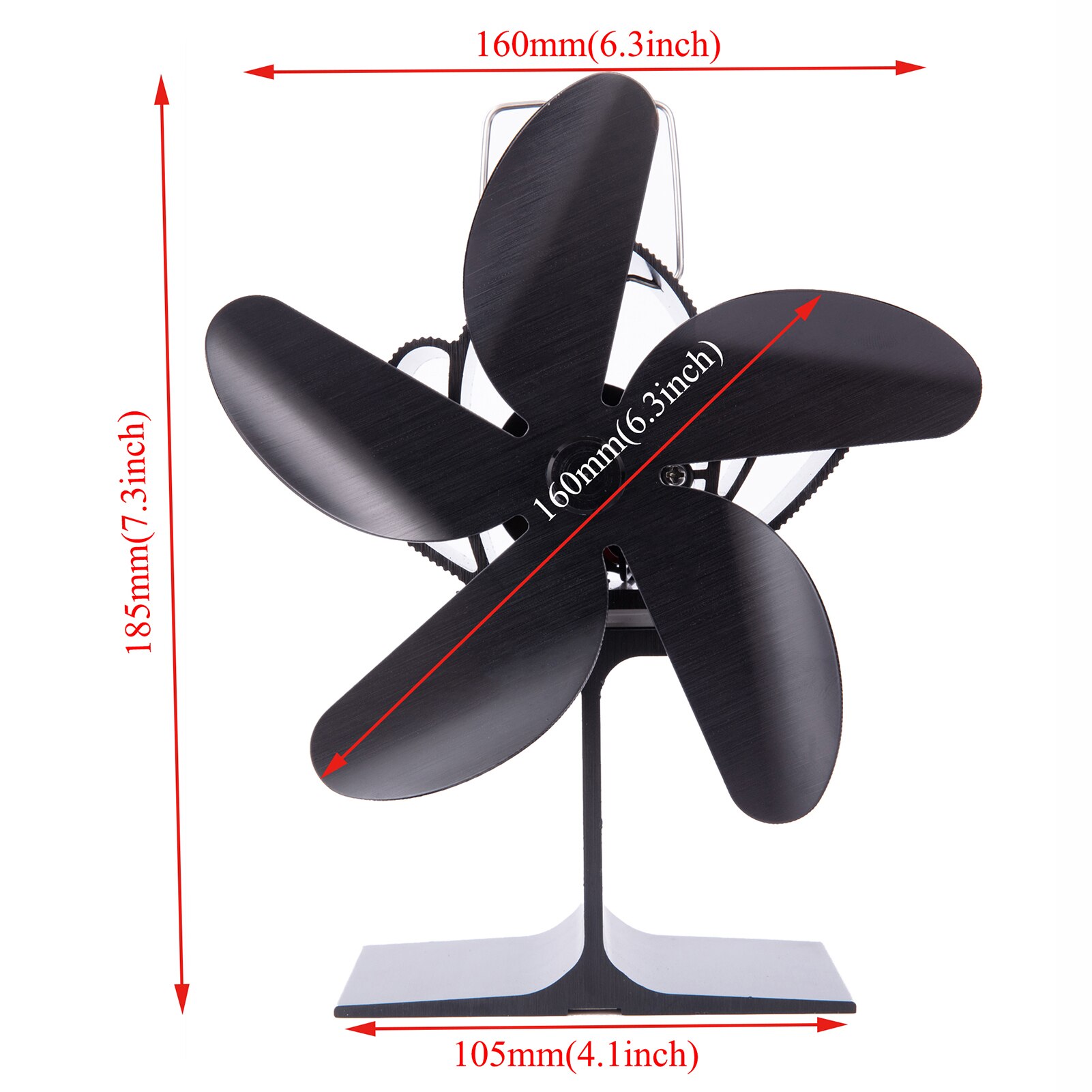 5 Fan Blades Heating Furnace Fan Family Wood Burning Furnace Circulating Warm Energy Saving Fuel Fireplace Parts SF101G