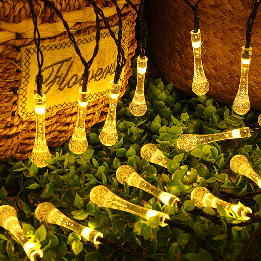6m Wasser tropfen Solar- Lichterkette führte wasserdichte Außen dekoration Blumenkranz bunte Lichter Gebühr Weihnachten Hochzeits feier g