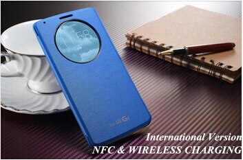 Para LG G3 Quick Circle Case funda de lujo con tapa trasera con función de carga inalámbrica NFC y Qi: international blue