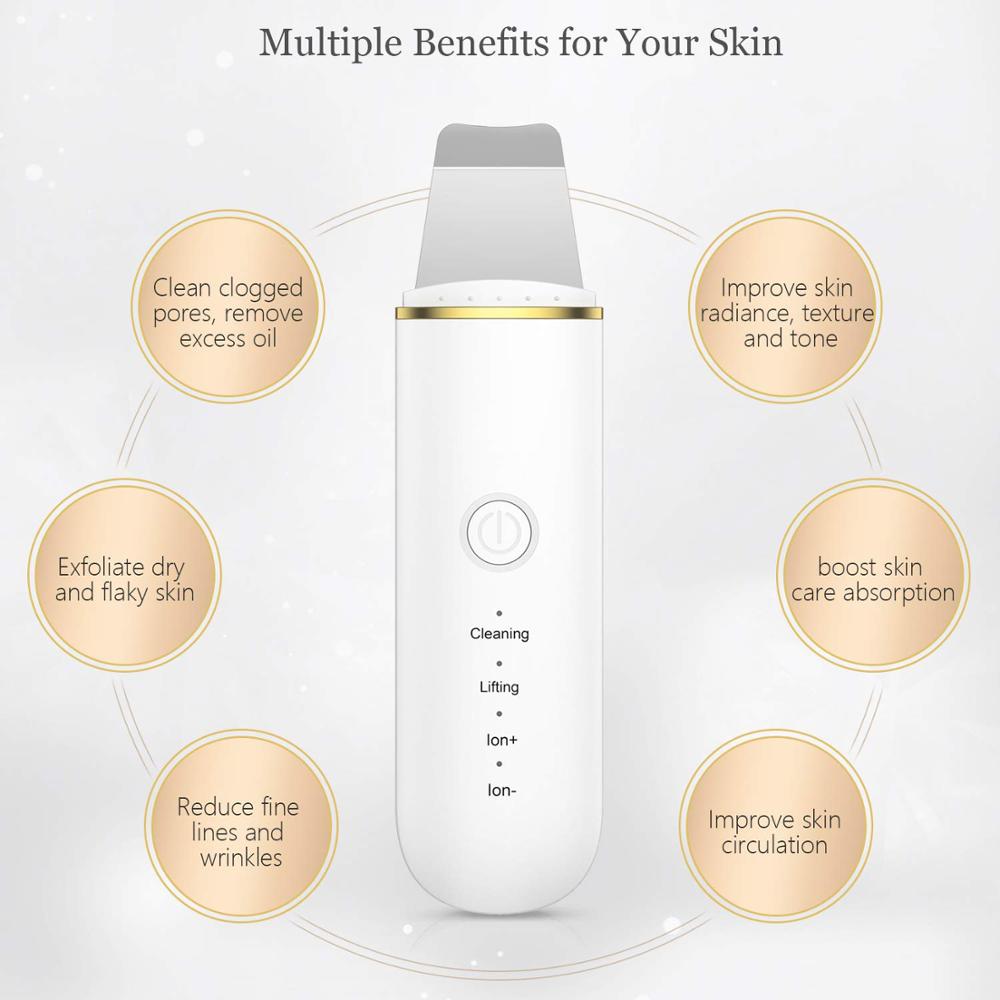 Ultrasonic Skin Scrubber Skin Ultrasonic Cleaning Peeling Extractor Facial Lifting Peeler Deep Cleaning Beauty Apparatus