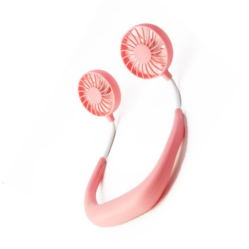 Sport mini ventilator usb draagbaar handsfree nek hangend usb opladen buiten mini draagbare sportventilator sterke wind dempen: Roze