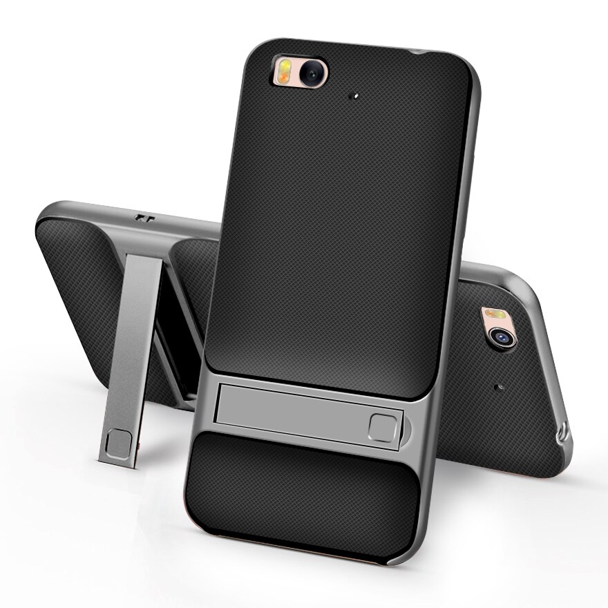 Kickstand 3D-funda Original para Xiaomi Mi5S Mi 5S, 5,15 pulgadas, TPU + PC, silicona híbrida 360, Protección trasera para teléfono: Royce Gray