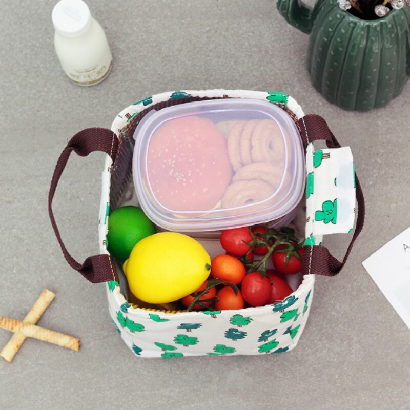 Bærbar termisk matpose med stor kapasitet sammenleggbar gjenbrukbar matpakke i lerret reisemat veske termopose matboks kvinner menn