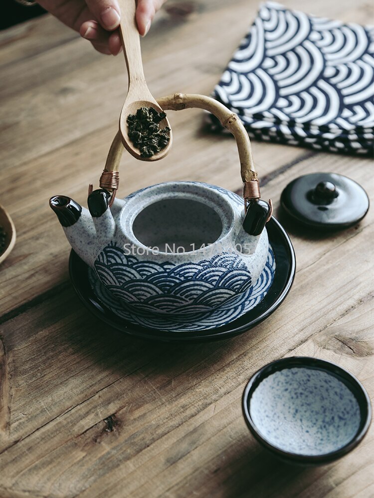 Japanese Retro Ceramic Seafood Soup Pot Small Teapot Steaming Pot Japanese and Korean Cuisine Tableware Single Restaurant Teapot