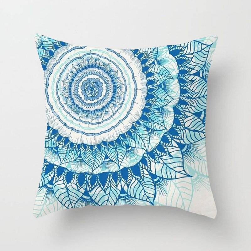 Housse de coussin carrée en velours avec imprimé Mandala, décoration de la maison, style nordique rétro, peau de pêche, taie d'oreiller: kaki foncé