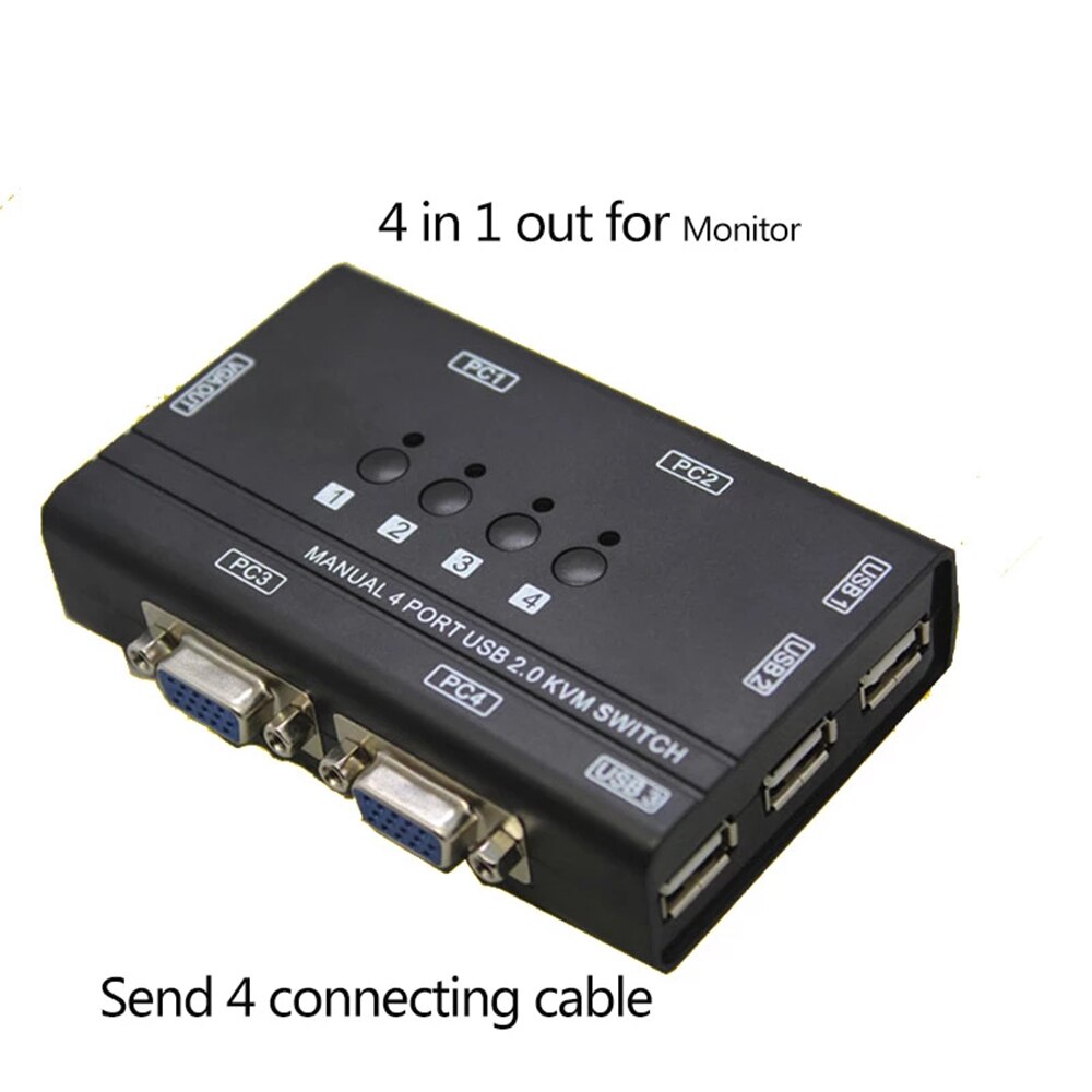 QEDO KVM Switcher 4 Port HDMI Switch Durable Multi... – Vicedeal