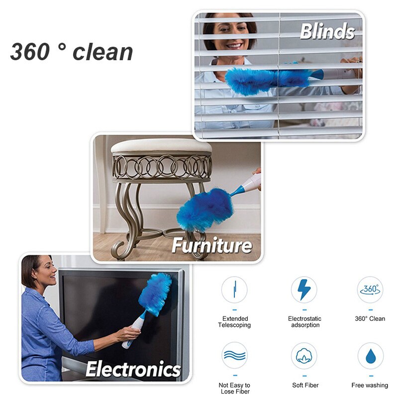 220v elektrische stofzuiger spin plumeau 360 ° verstelbare stofborstel microvezel magic duster instant duster