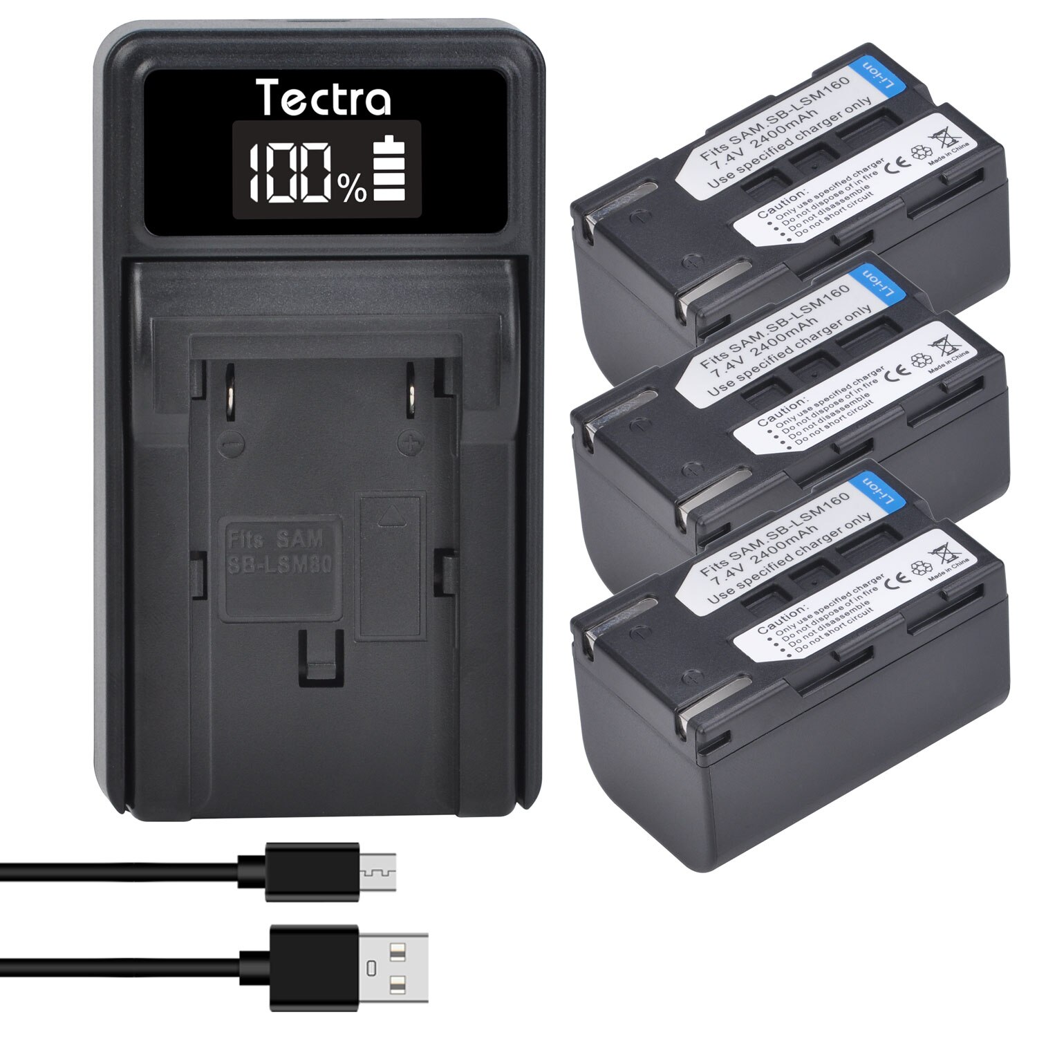 2400mAh SB-LSM80 SB-LSM160 SB-LSM320 Camera Battery for SAMSUNG SC-D263 SC-D362 SC-D363 VP-D964 VP-D965 VP-DC161 VP-DC163: 3 battery 1 charger