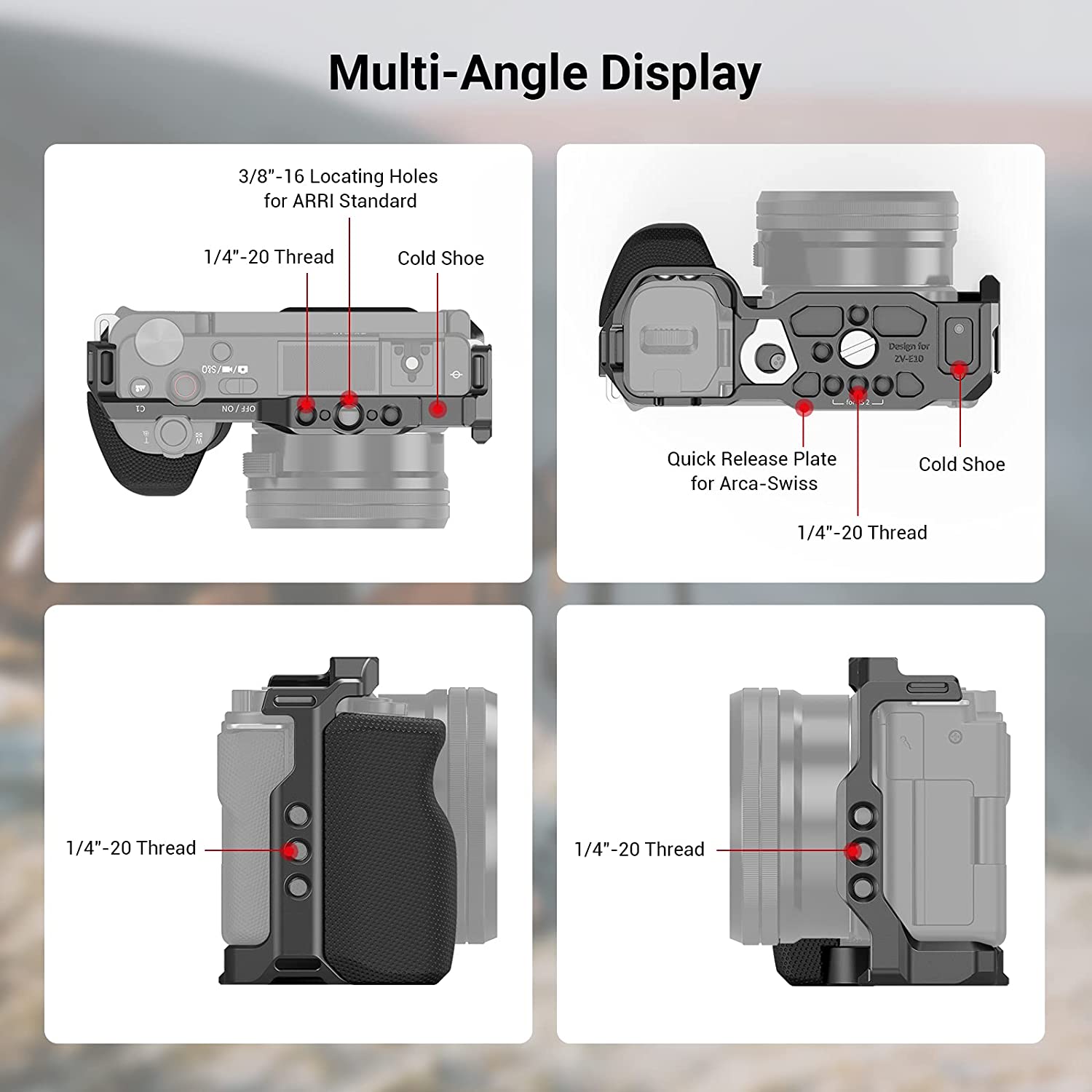 SmallRig Sony ZVE10 Camera Cage with Silicone Cage handle Built-in Arca quick release plate Cage Rig Kit for Sony ZV-E10 3538