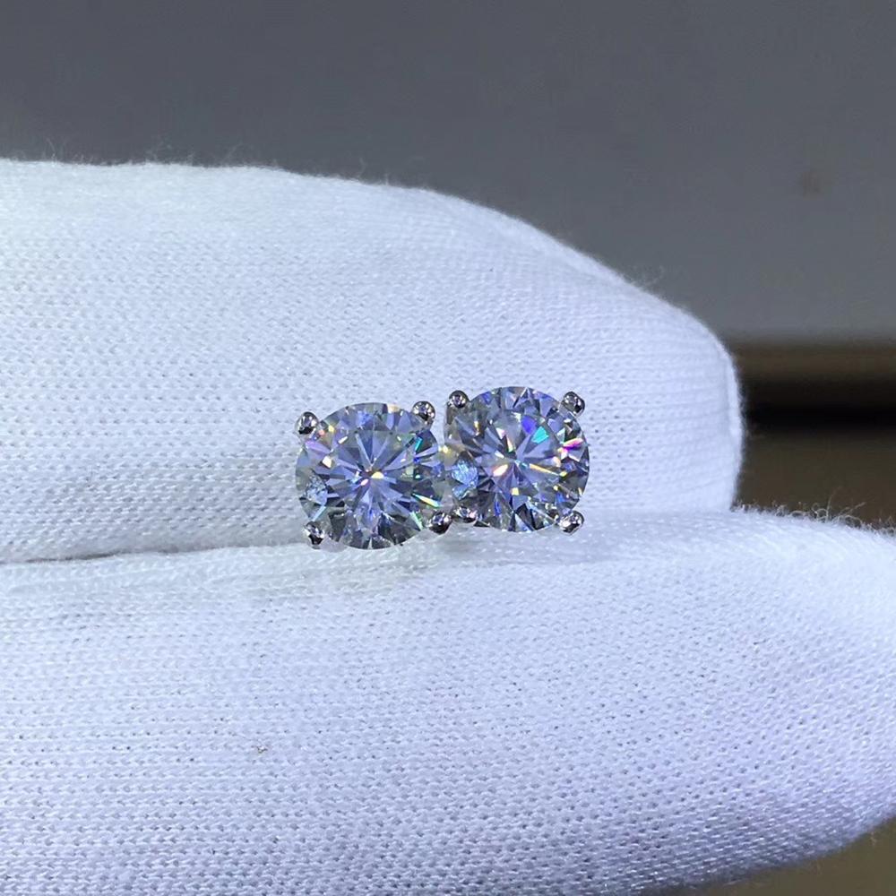 Klassische 4 Klaue 0,3-0,8 ct D Farbe Pass Diamant Test Moissanite Ohrringe 925 Silber Ausgezeichnete Cut Runde Moissanite stud Ohrringe
