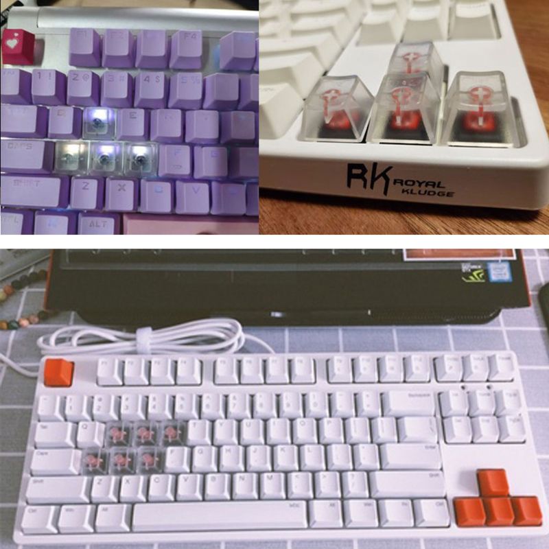 10Pcs Transparent ABS Keycaps Mechanical keyboard Keycaps Matte Backlit Keycaps N0HC