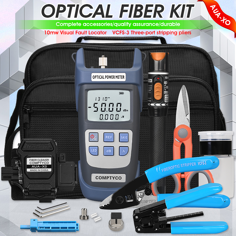 AUA-XO FTTH Tool FTTH Fiber Optic Tool Kit with Fiber Fibra Optica Power Meter and 10mW Visual Fault Locator: -50 to 26dBbm
