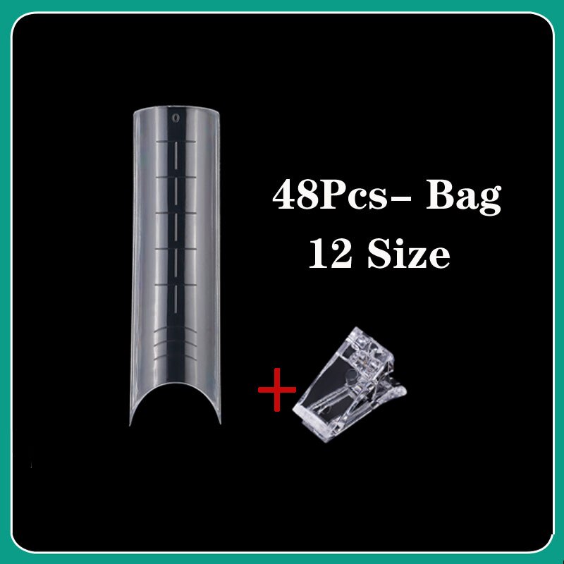 Poly negle gel hurtig byggeform spidser dobbelt negle form kiste negle klare ballerina finger extension nail art uv builder værktøjer: 48 stk pose b