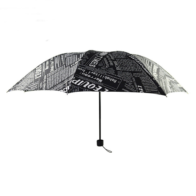 Britse Wind Zwart-wit Krant Paraplu Opvouwbare Automatische Paraplu Anti-Uv Zon/Regen Paraplu Parasol
