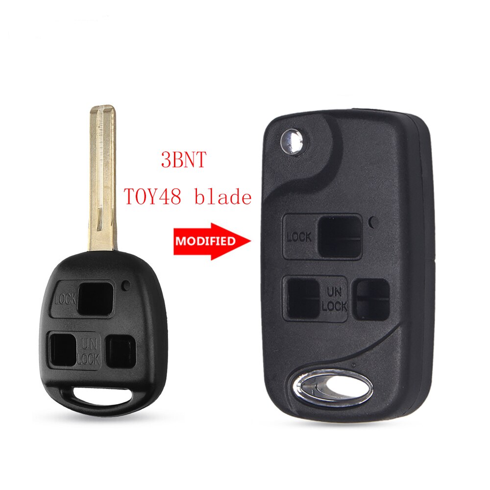 KEYYOU obudowa kluczyka robić samochodu Toyota Yaris Prado Tarago Camry Corolla zabawka43 / zabawka47 / zabawka48 ostrze + gumowy przycisk Podkładka 2/3 BTN: model 2